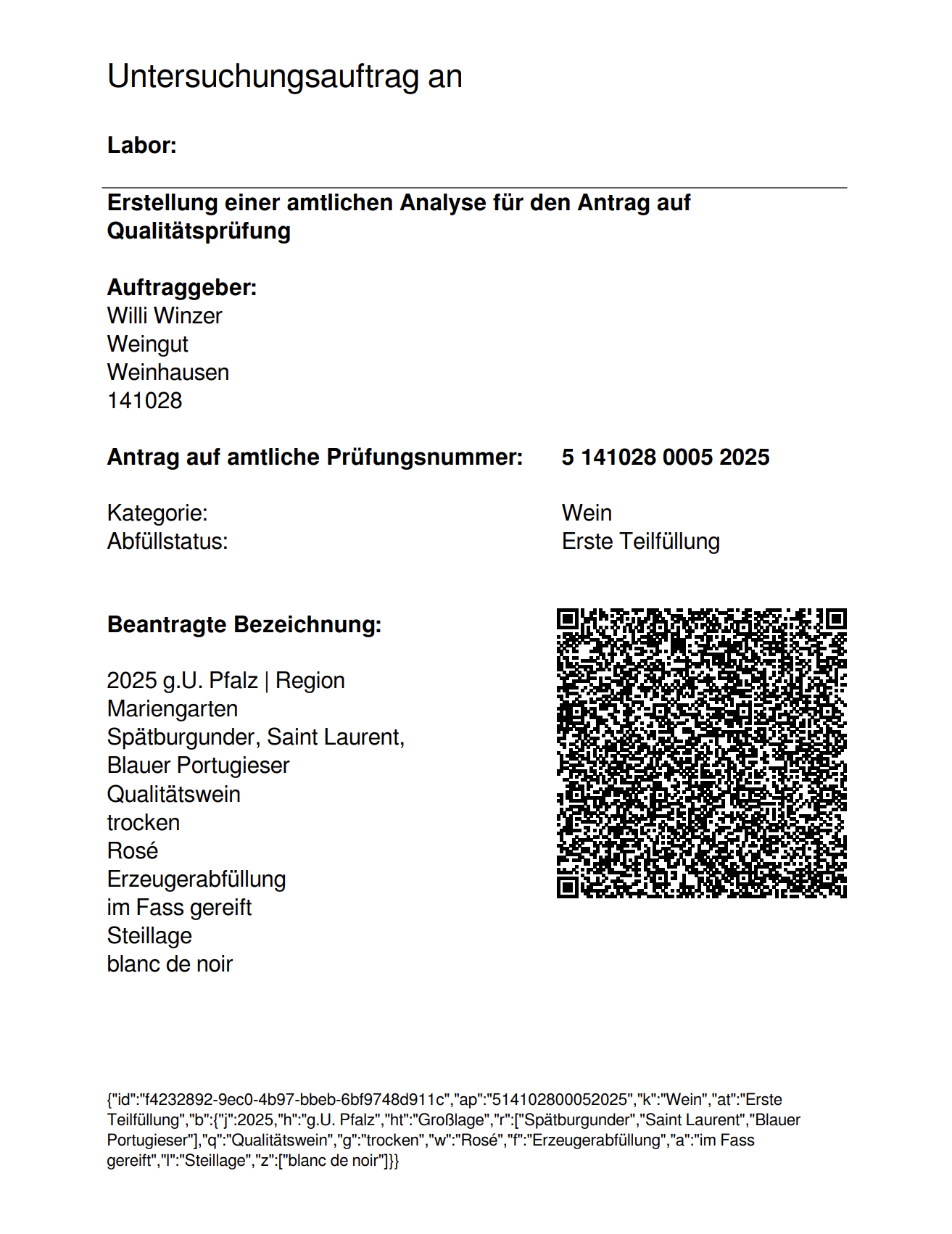 Laborauftrag